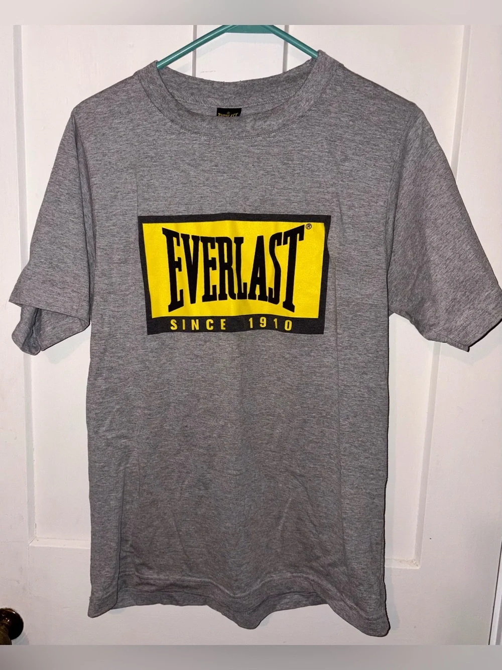 Everlast Gray Short Sleeve Tee with Yellow Logo Youth Boys size 18(XL)
